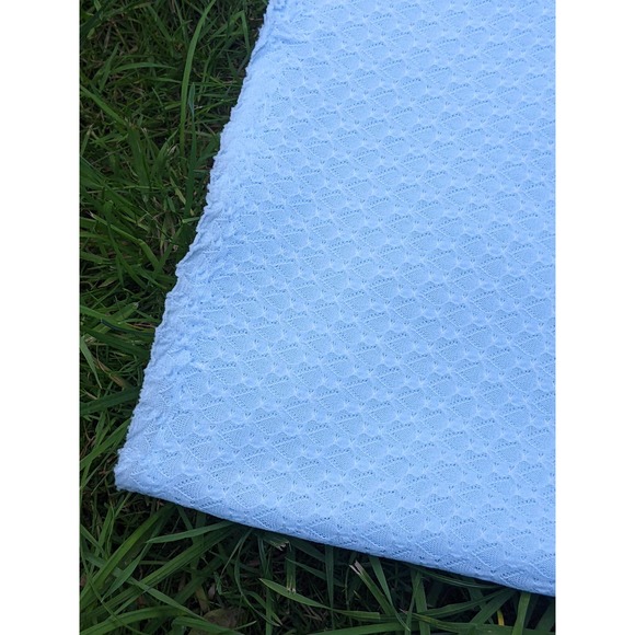 Vintage 60's 70's Pale Blue Light Blue Lace Knit Poly Fabric for Dressmaking - Picture 5 of 5